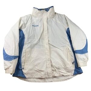 Vintage Columbia Jacket Woman 1X Interchange White Blue Nylon Core Fleece Lined